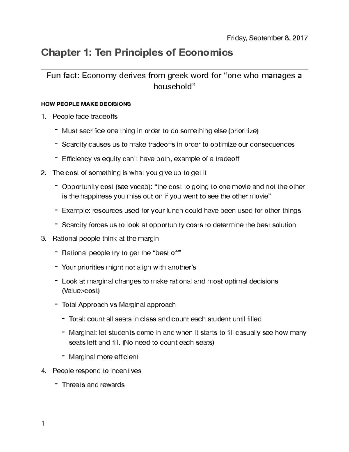 Chapter 1: Ten Principles Of Economics - Friday, September 8, 2017 ...