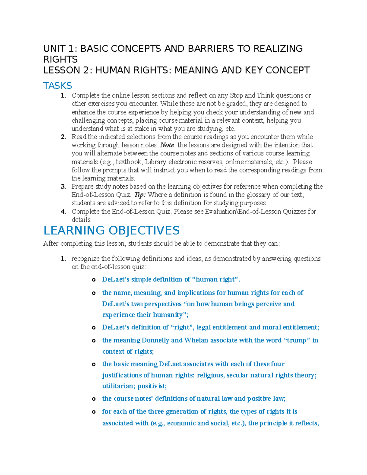 Lesson 2 HR 100 - note - UNIT 1: BASIC CONCEPTS AND BARRIERS TO ...