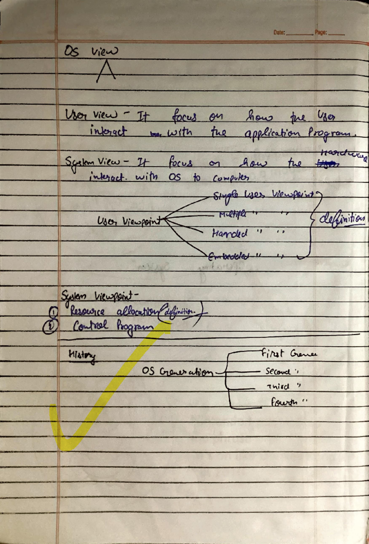 01OS-unit-1 notes - Date: Page: OS view User view It focus on how the ...