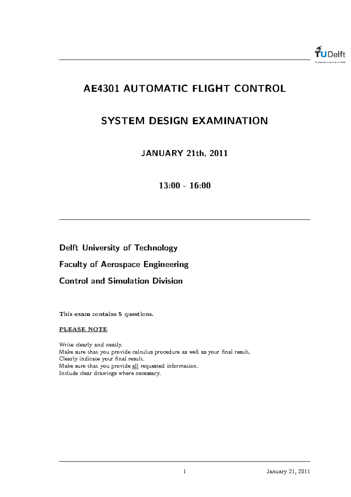 exam-january-21-2011-questions-ae4301-automatic-flight-control