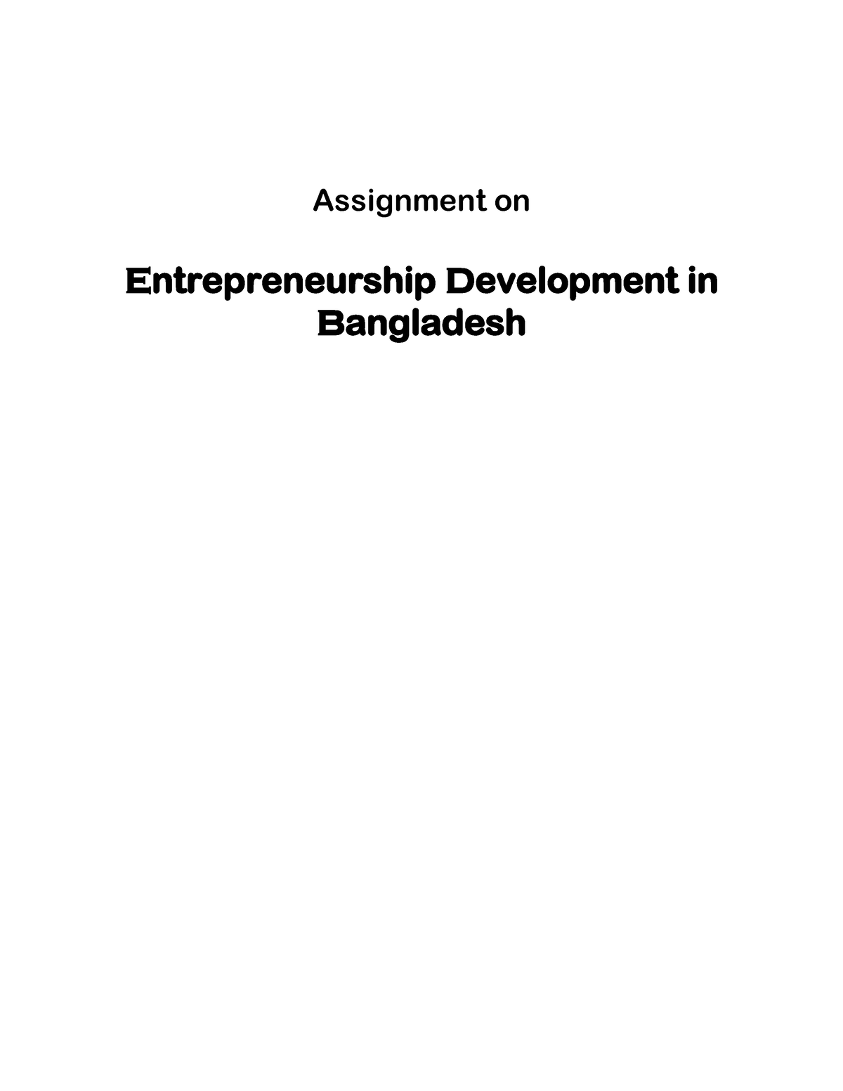 assignment on entrepreneurship development in bangladesh