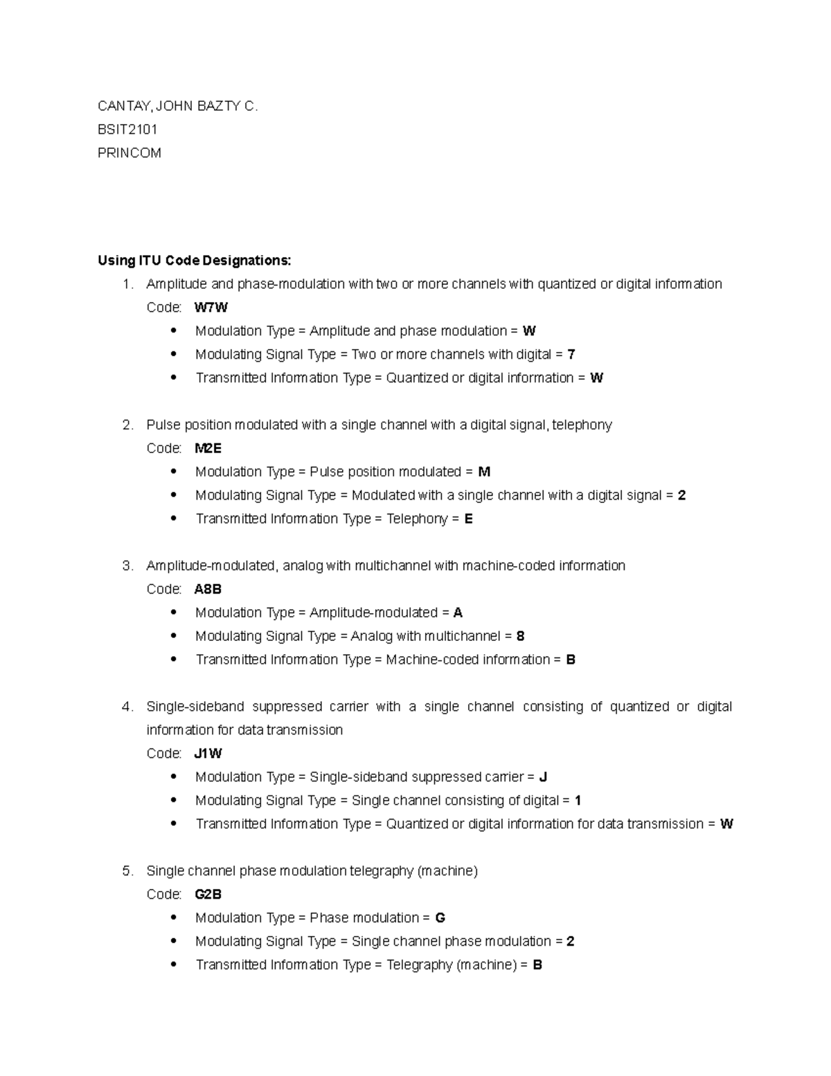 TP- Princom - essays - CANTAY, JOHN BAZTY C. BSIT PRINCOM Using ITU ...