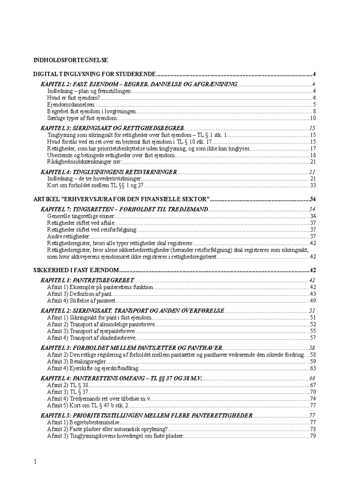 Tings-og Kreditorret Noter - INDHOLDSFORTEGNELSE DIGITAL TINGLYSNING ...