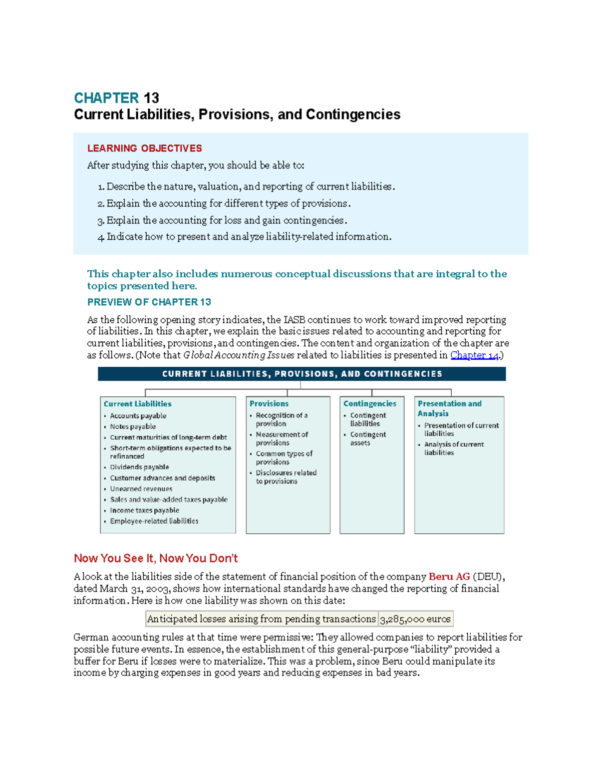 Ch13 Current Liabilities, Provisions, And Contingencies - CHAPTER 13 ...