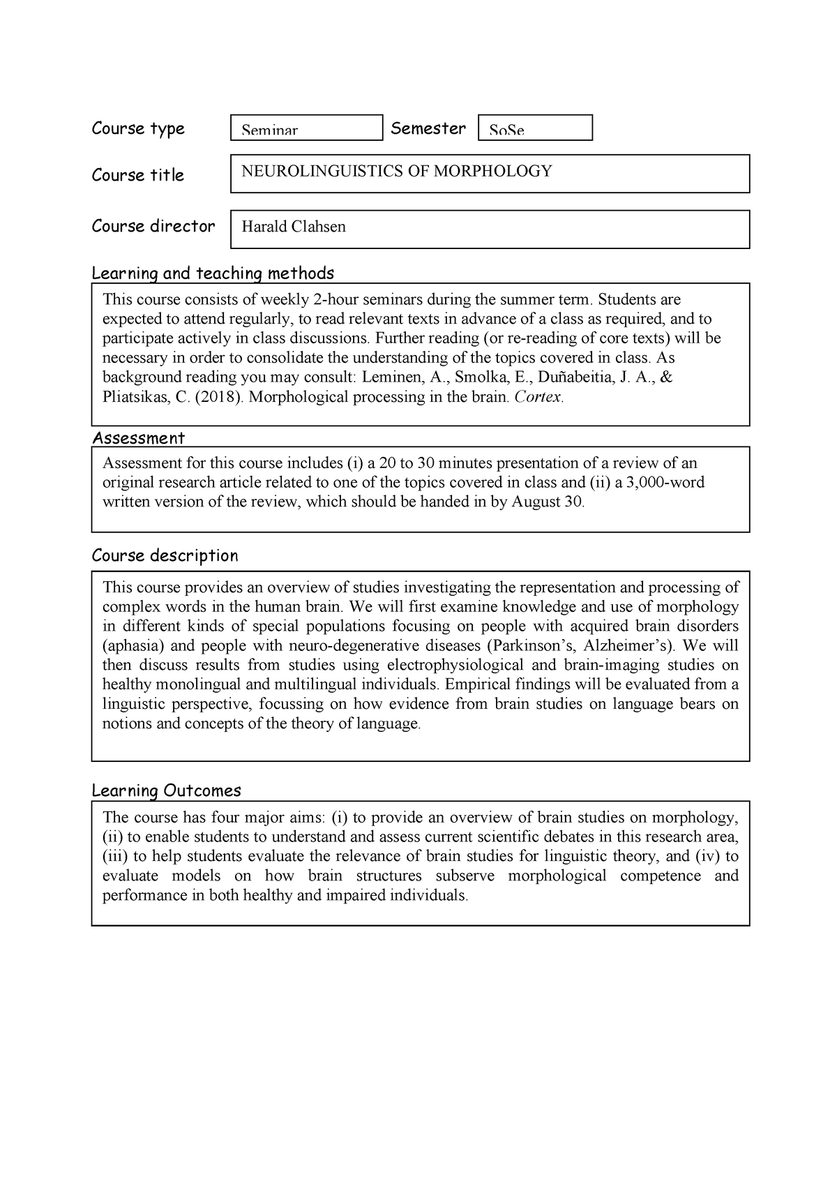 Course Description - Course type Semester Course title Course director ...