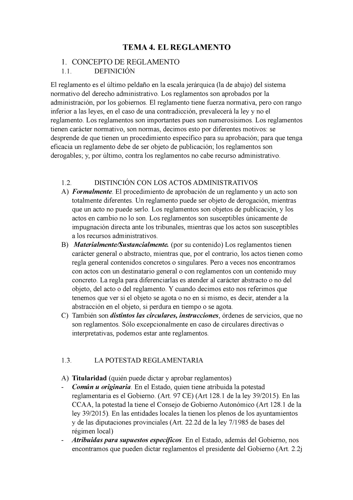 Tema 4 Tema 4 El Reglamento 1 Concepto De Reglamento 1 DefiniciÓn El Reglamento Es El 9341