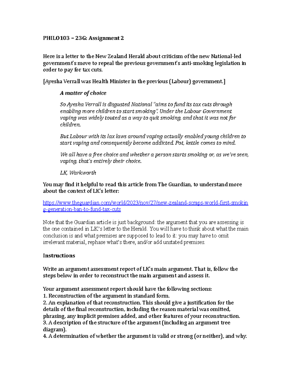 Assignment 2 2023 A+ grade PHILO103 23G Assignment 2 Here is a