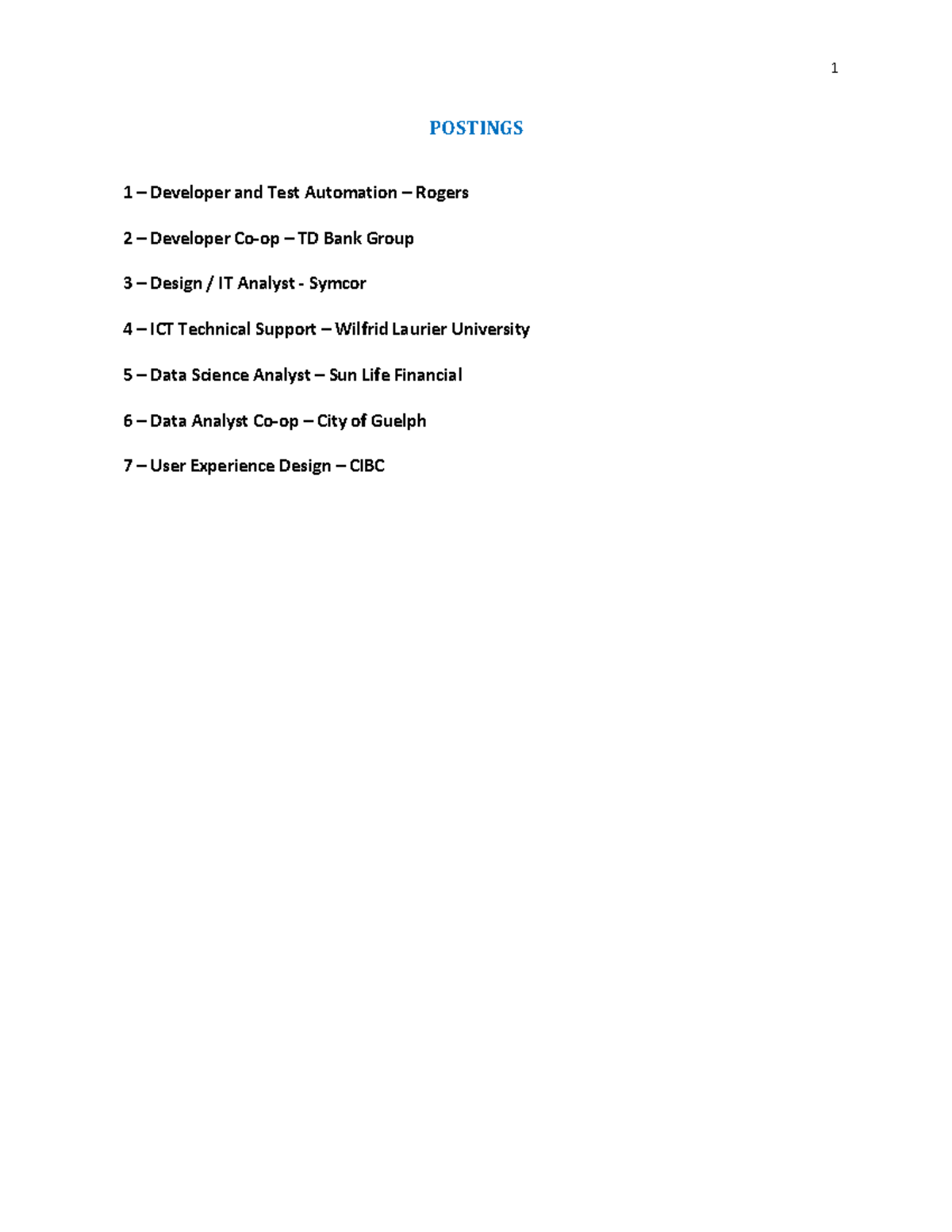 Computer Science Sample Job Descriptions - POSTINGS 1 – Developer and ...