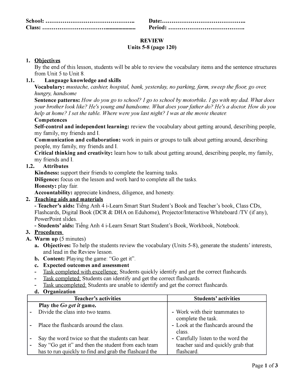 TA 4 i SS - Review Units 5-8 - Page 120 - School