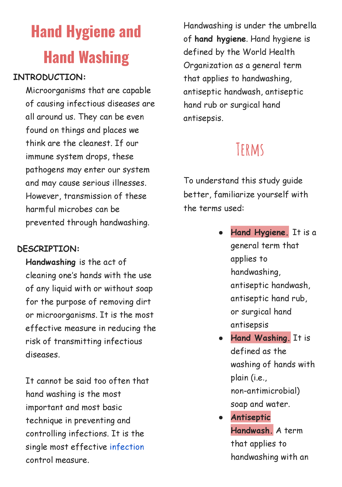 HAND Hygiene AND HAND Washing - Hand Hygiene and Hand Washing ...