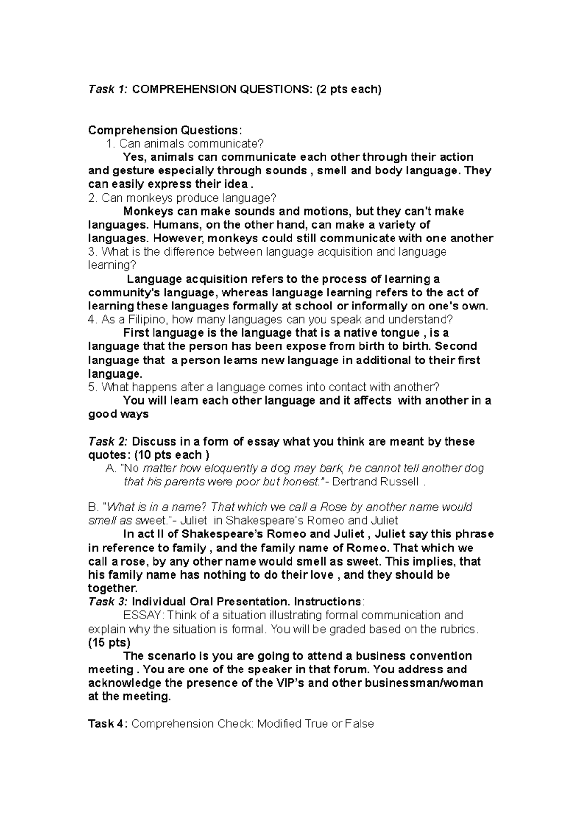 Preliminary Exams - Task 1: COMPREHENSION QUESTIONS: (2 pts each ...