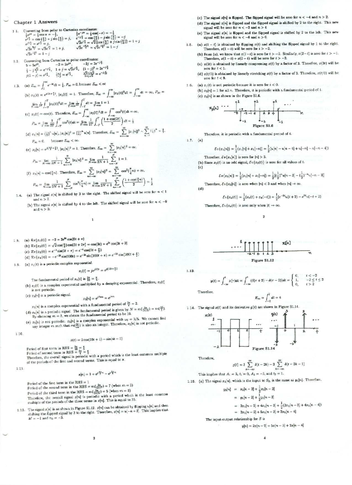 Solution Manual Signals and Systems by P B Lathi - Chapter 1 Answers (c ...