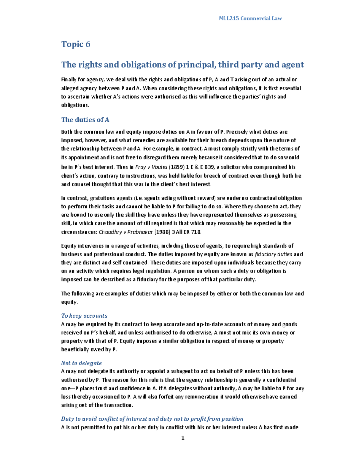 Topic 6 rights and obligations of P, TP snd A - Topic 6 The rights and ...
