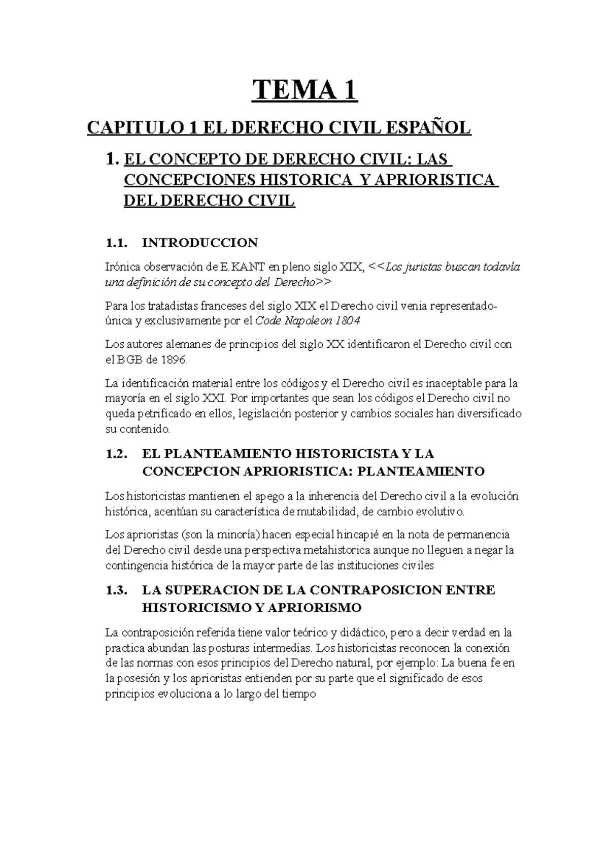 TEMA 1 Derecho Civil Parte General Y Persona - TEMA 1 CAPITULO 1 EL ...