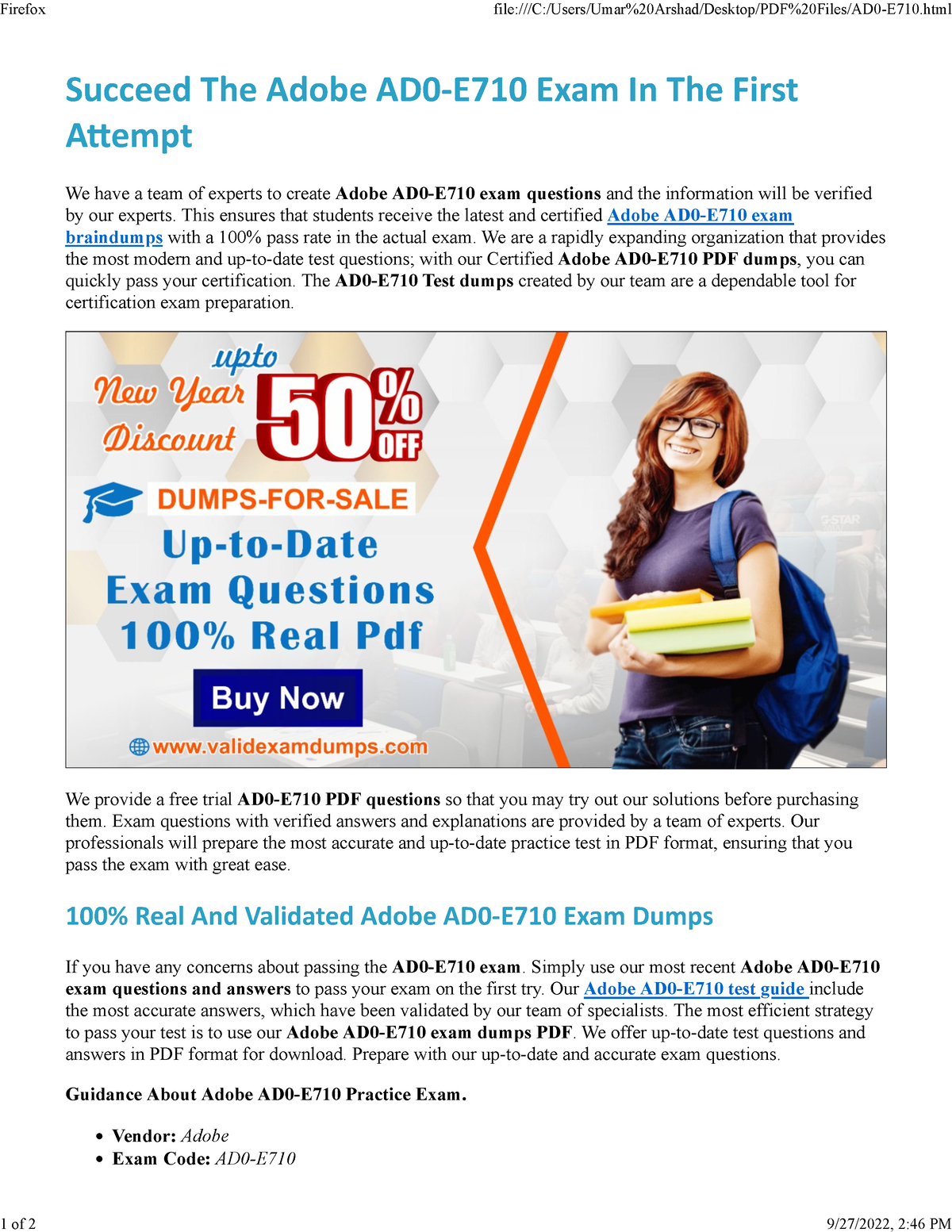 Exam AD0-E710 Learning