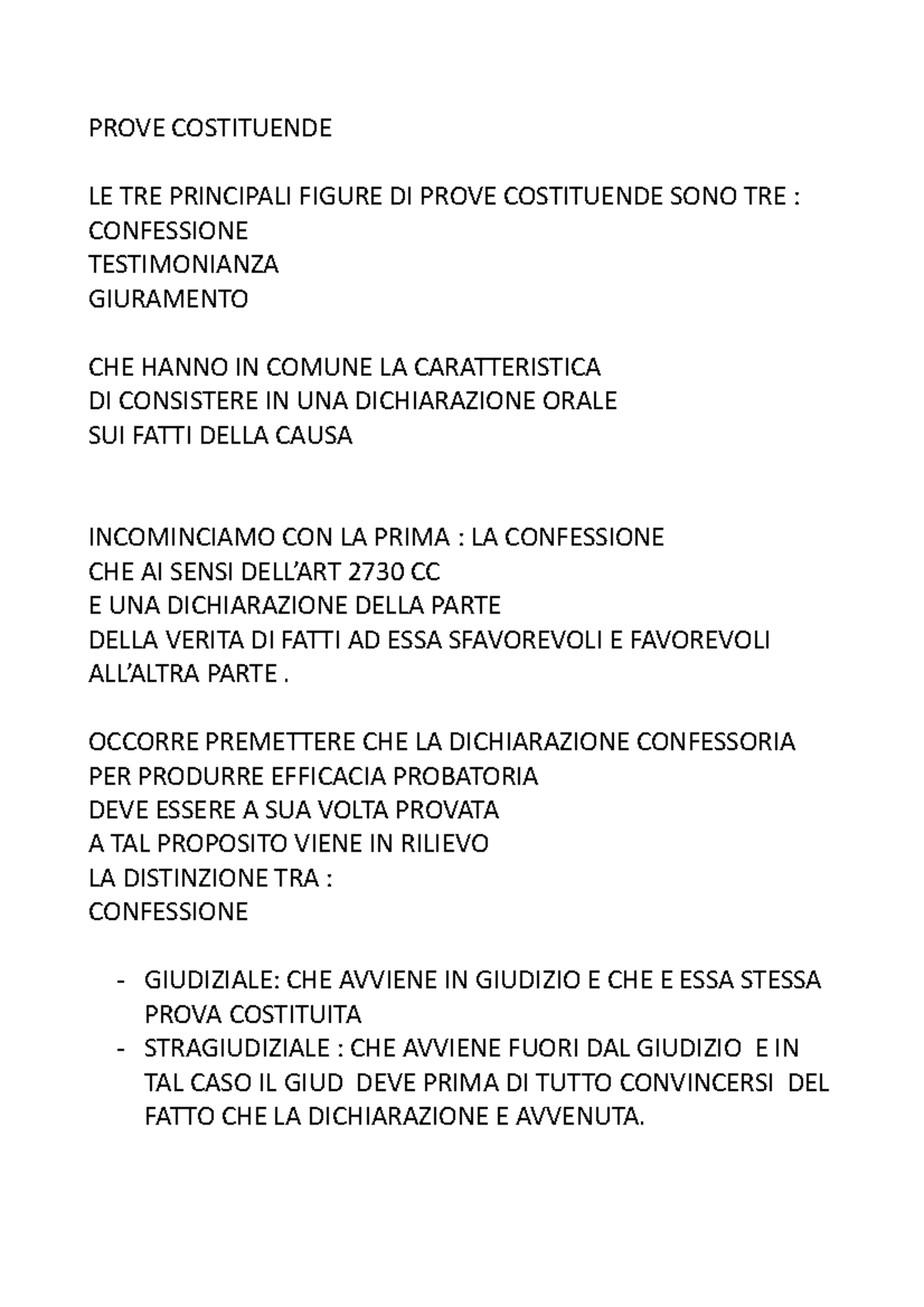 Prove Costituende PROVE COSTITUENDE LE TRE PRINCIPALI FIGURE DI PROVE