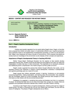 Evaluation Instrument 1 - BEED 36: CONTENT AND PEDAGOGY FOR THE MOTHER ...