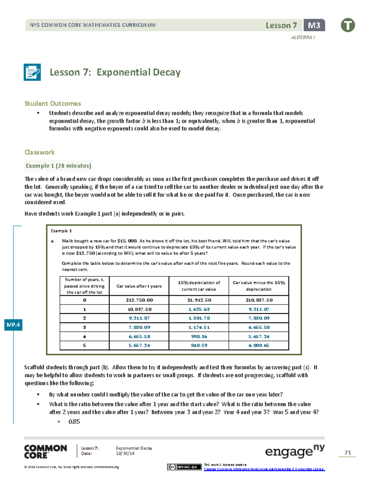 Algebra i m3 topic a lesson 7 teacher - ALGEBRA I Lesson 7: Exponential ...