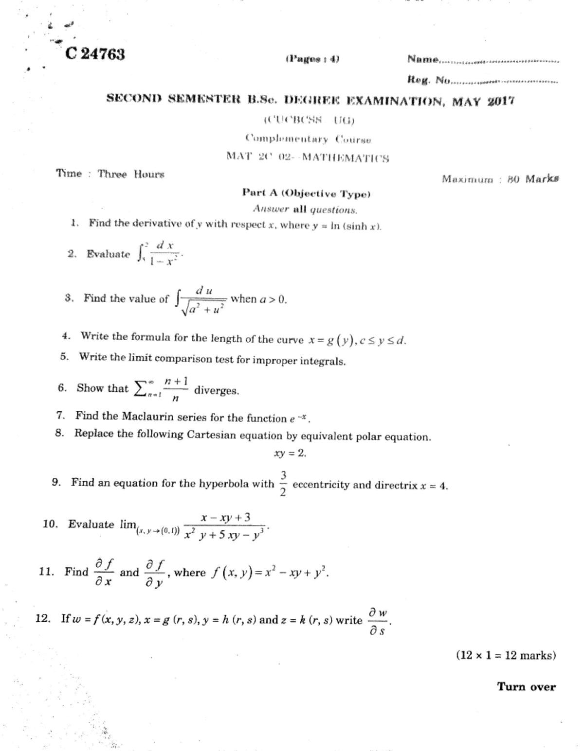 2 sem Mathematics Calicut University - Bsc physics - Studocu