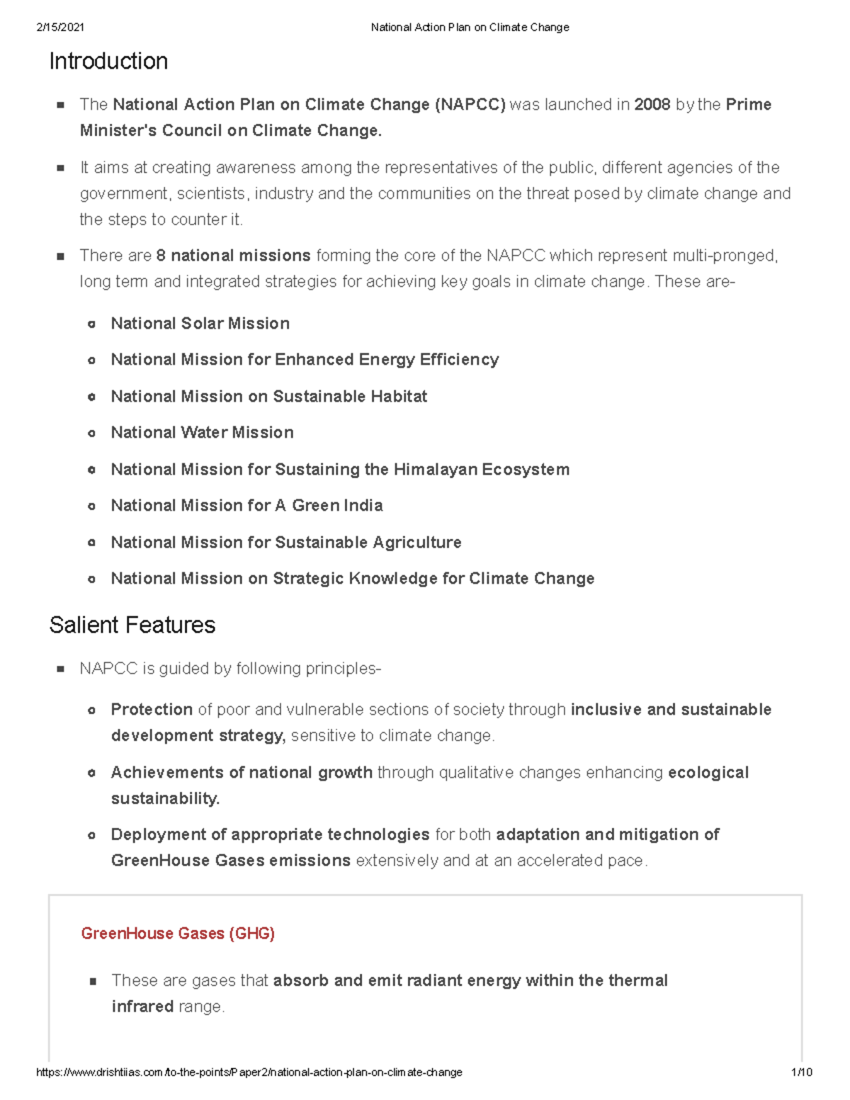 National Action Plan on Climate Change - It aims at creating awareness ...