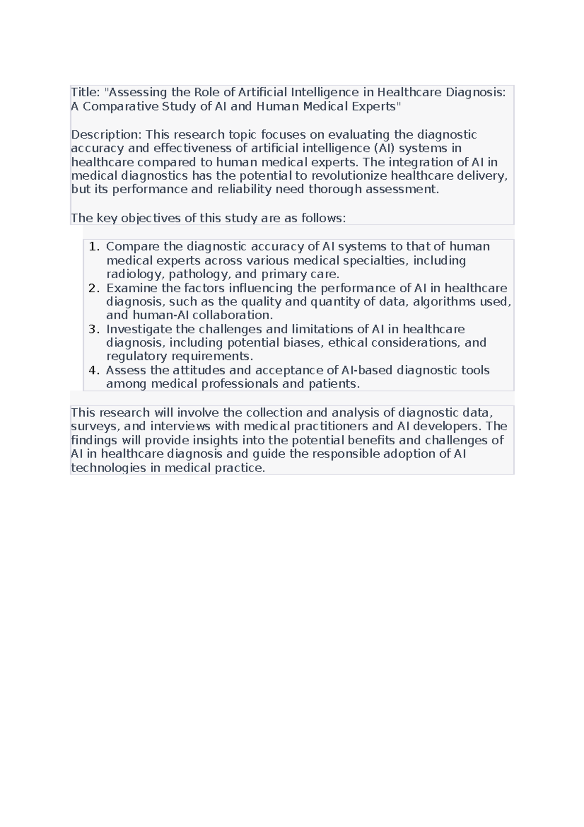 Assessing the Role of Artificial Intelligence in Healthcare Diagnosis ...