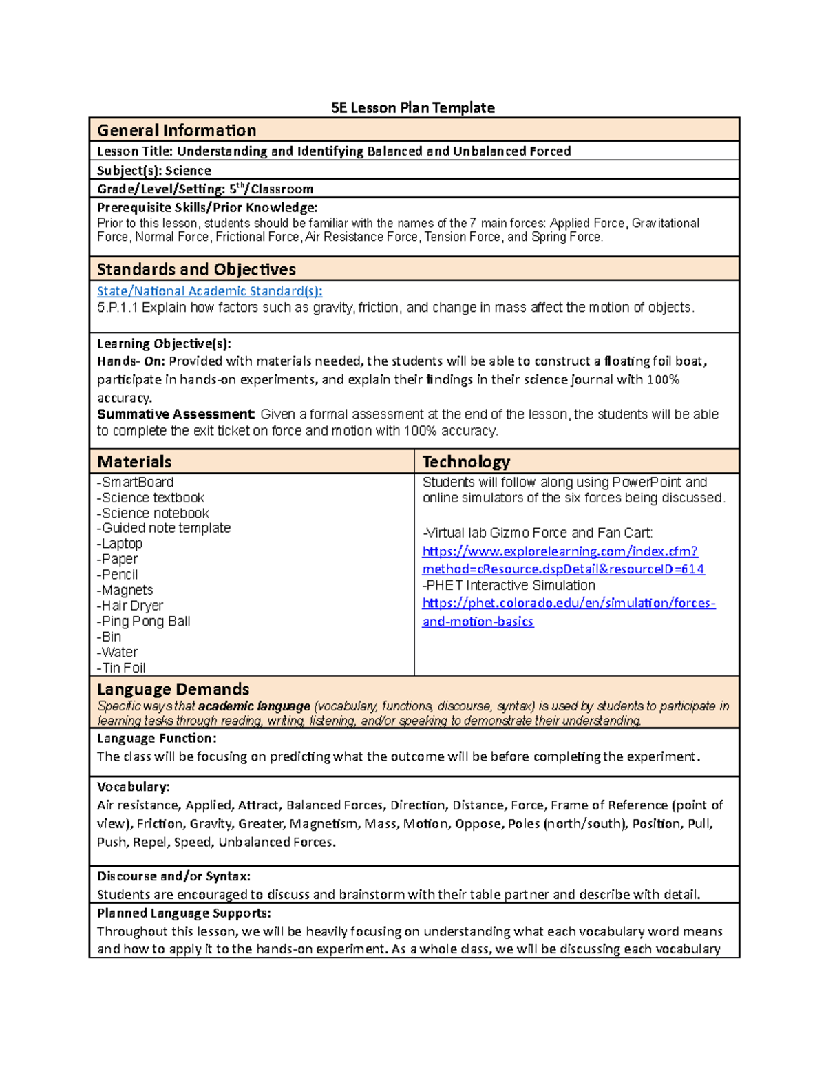 WGU 5E Lesson Plan Template M 5E Lesson Plan Template General