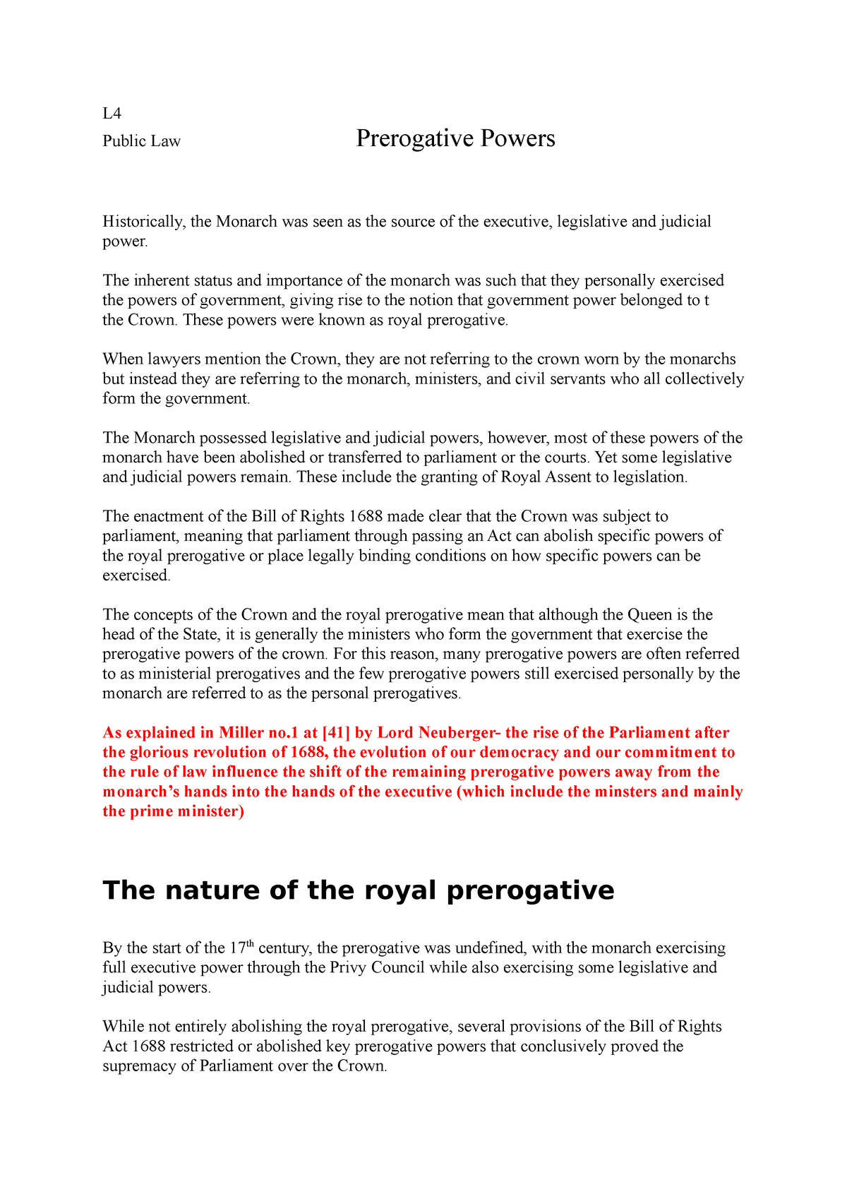 royal prerogative public law essay