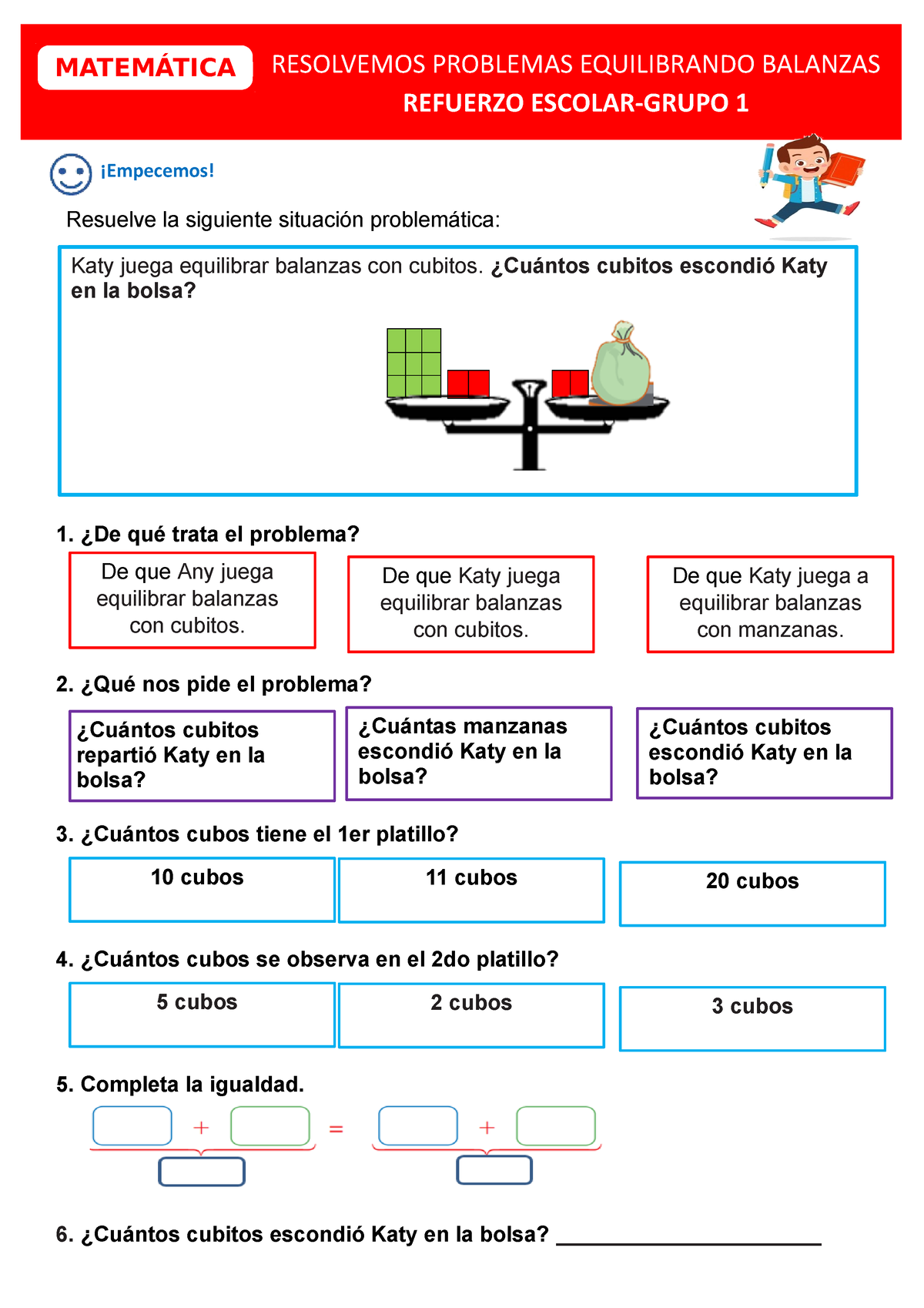 D5 A1 Ficha MAT. Resolvemos Problemas Equilibrando Balanzas ...