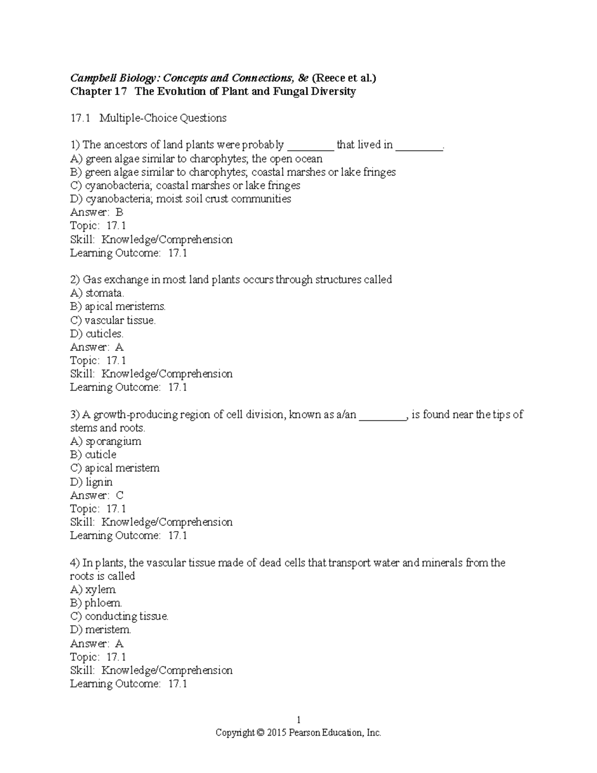 Chapter 17 Practice Quizzes - Campbell Biology: Concepts And ...