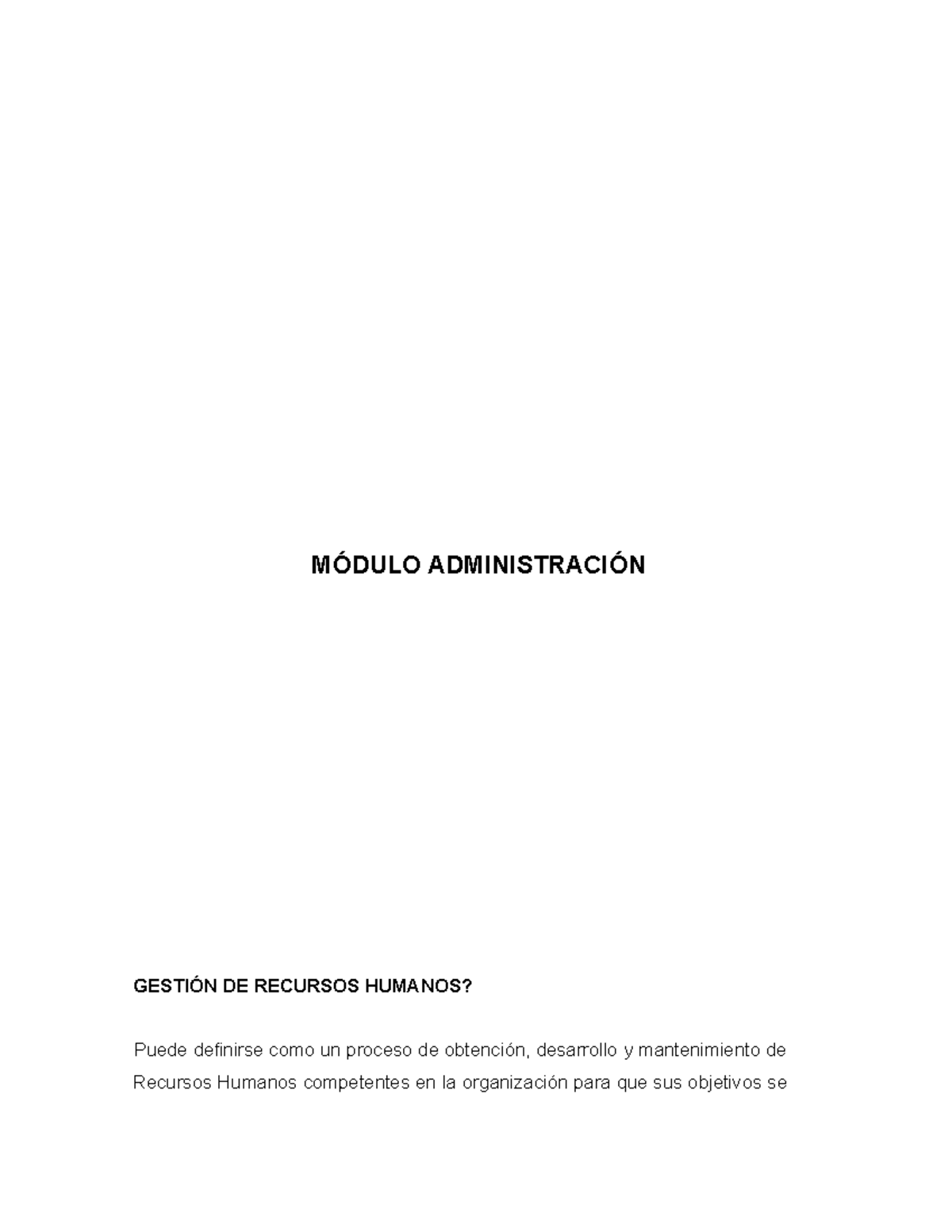 Gestión RRHH Modulo - Documento de administraciión - MÓDULO ...