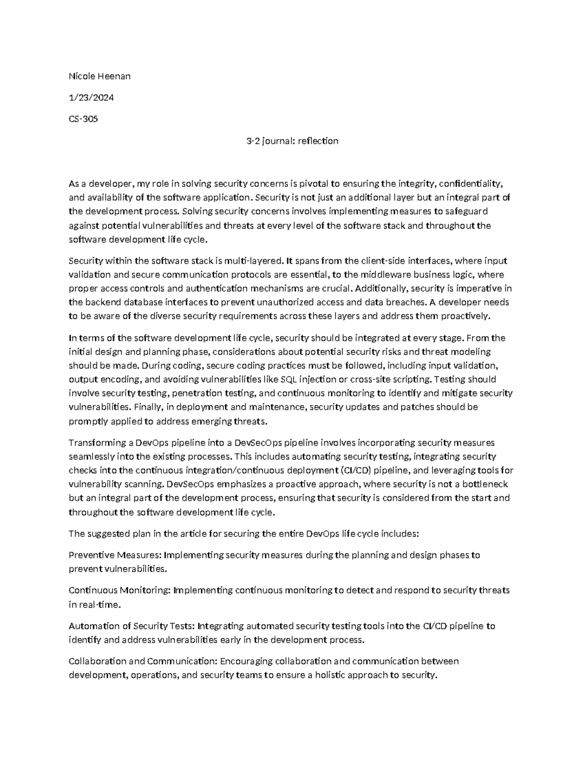 3.2reflection cs305 - i dont remember what this is - Nicole Heenan 1/23 ...