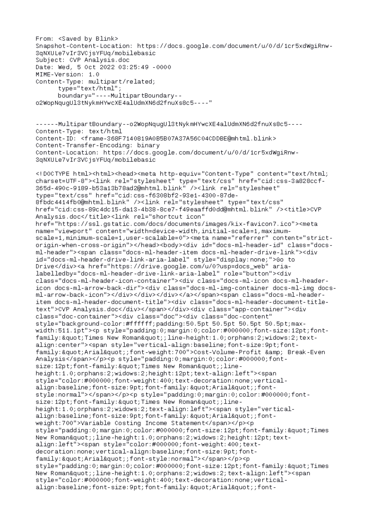CVP-Analysis - CVP-Analysis - From: Snapshot-Content-Location: - Studocu