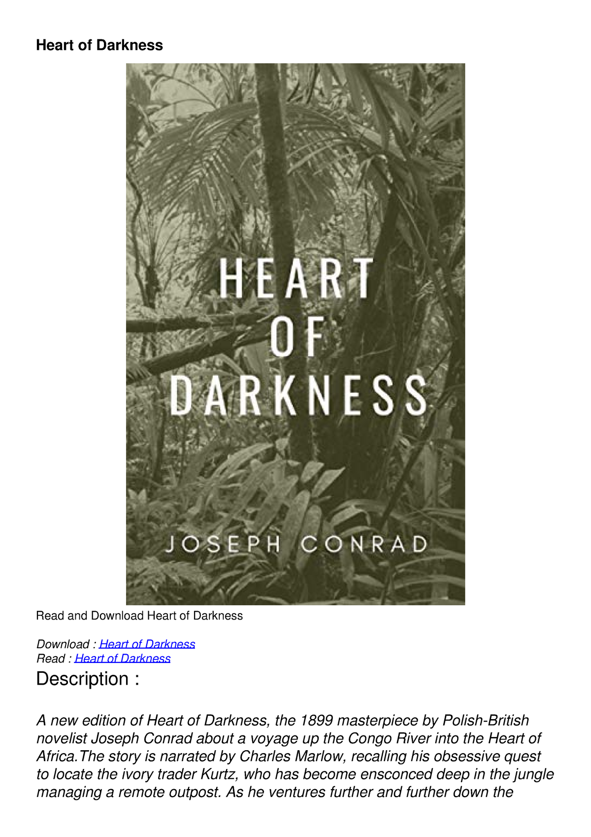 PDF_ Heart Of Darkness - Heart Of Darkness Read And Download Heart Of ...