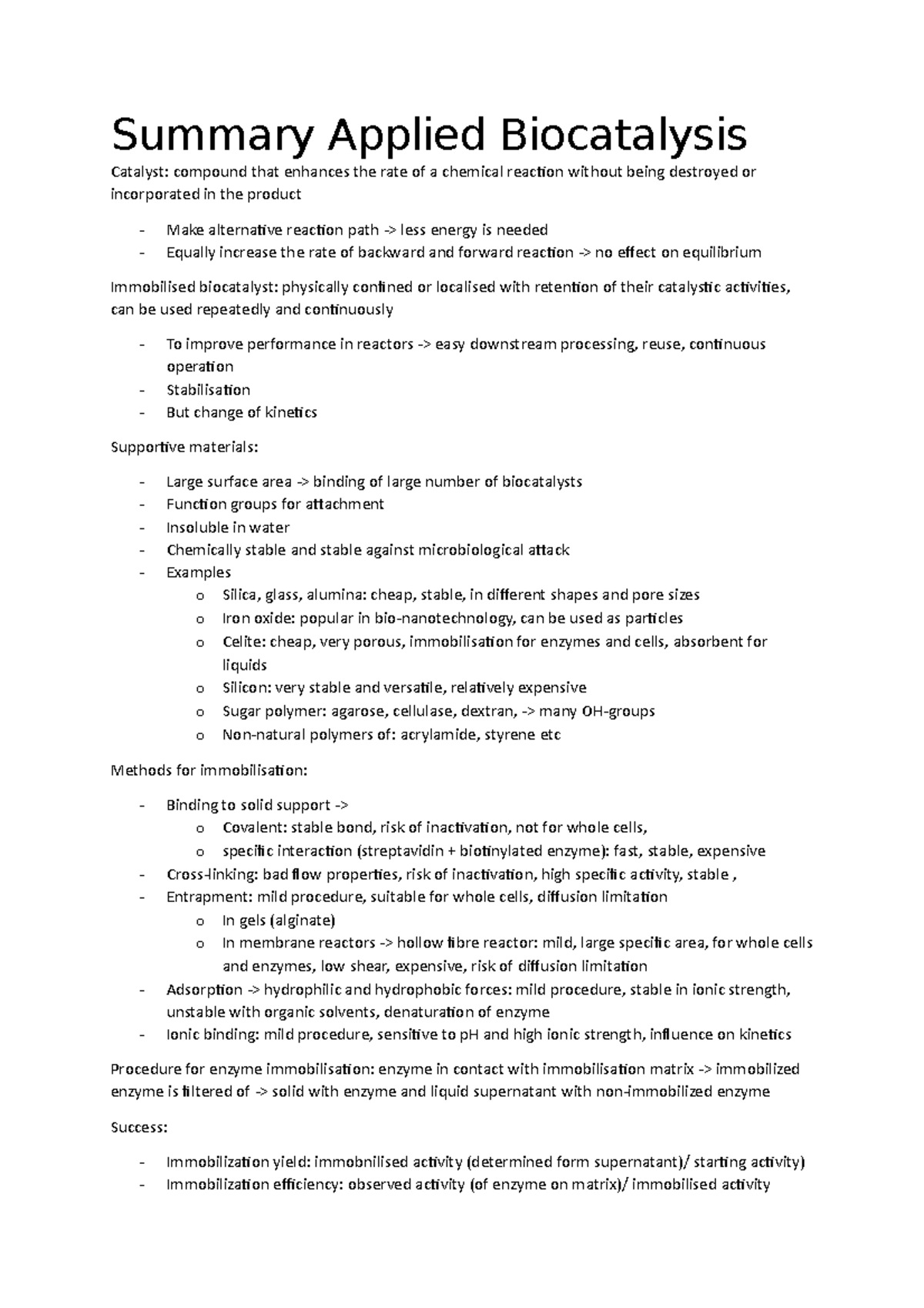 Summary Applied Biocatalysis Summary Applied Biocatalysis Catalyst