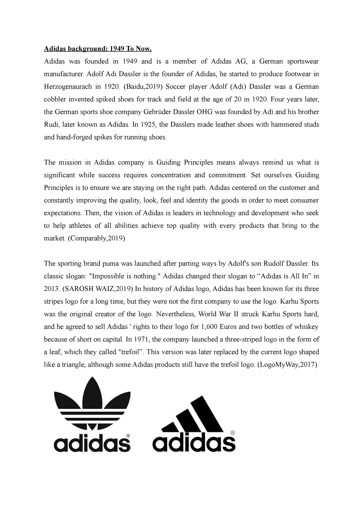 Adidas - Adidas was founded 1949 and is a of Adidas AG, a sportswear - Studocu