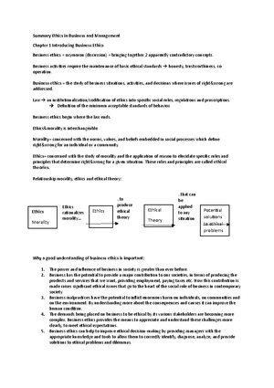 Business ethics, Crane & Matten, Summary Chapters 1-5 - Chapter 1 ...