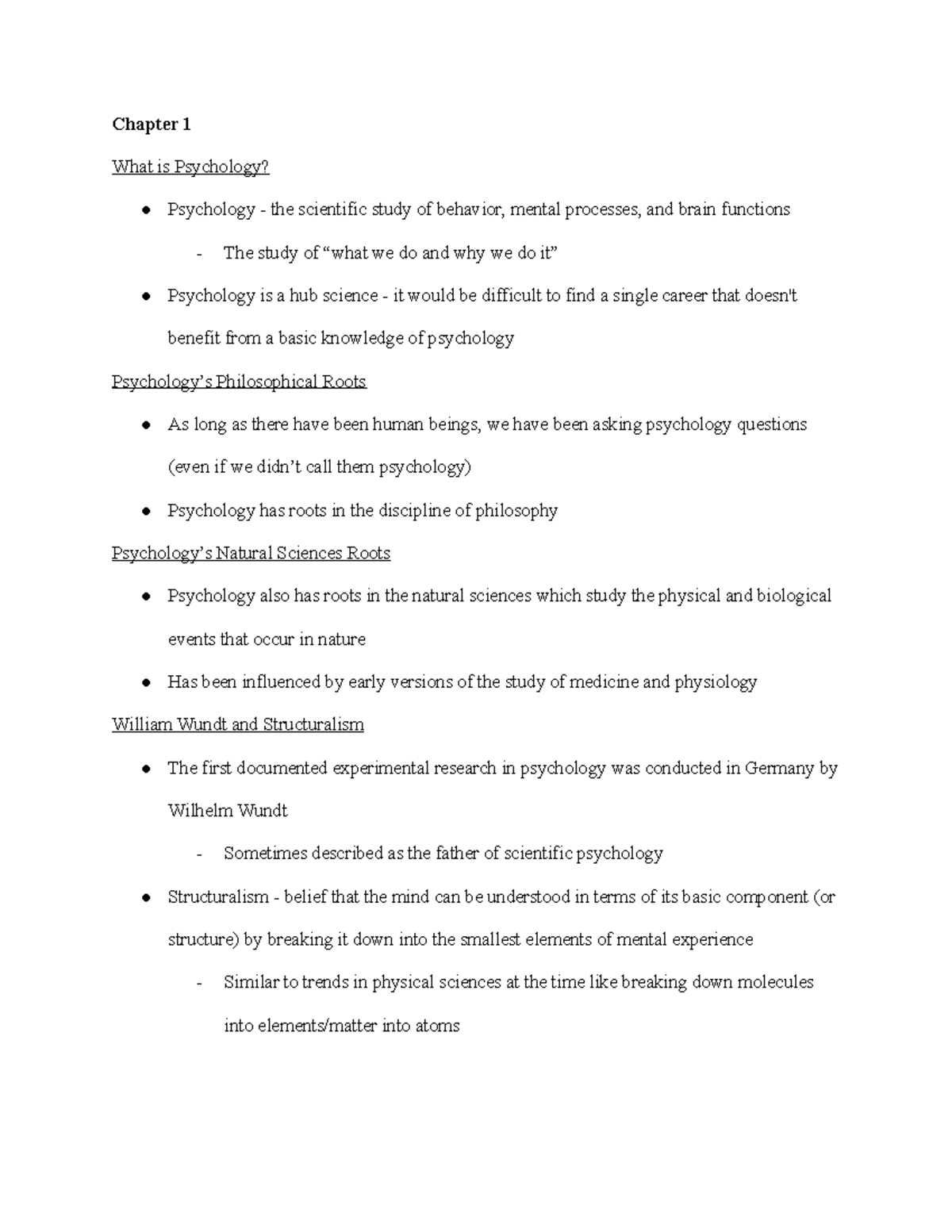 Psychology 101 Chapter 1 Lecture Notes - Chapter 1 What Is Psychology ...