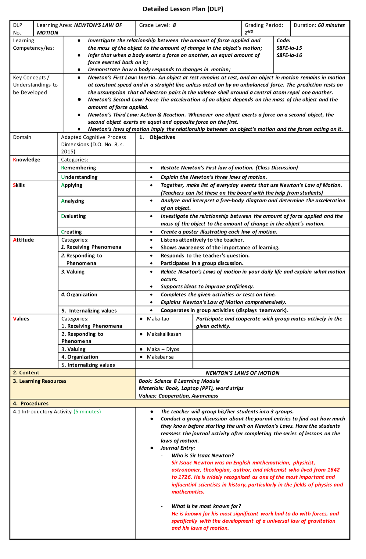 Dlp pdf - this is a detailed lesson plan - DLP No.: Learning Area ...