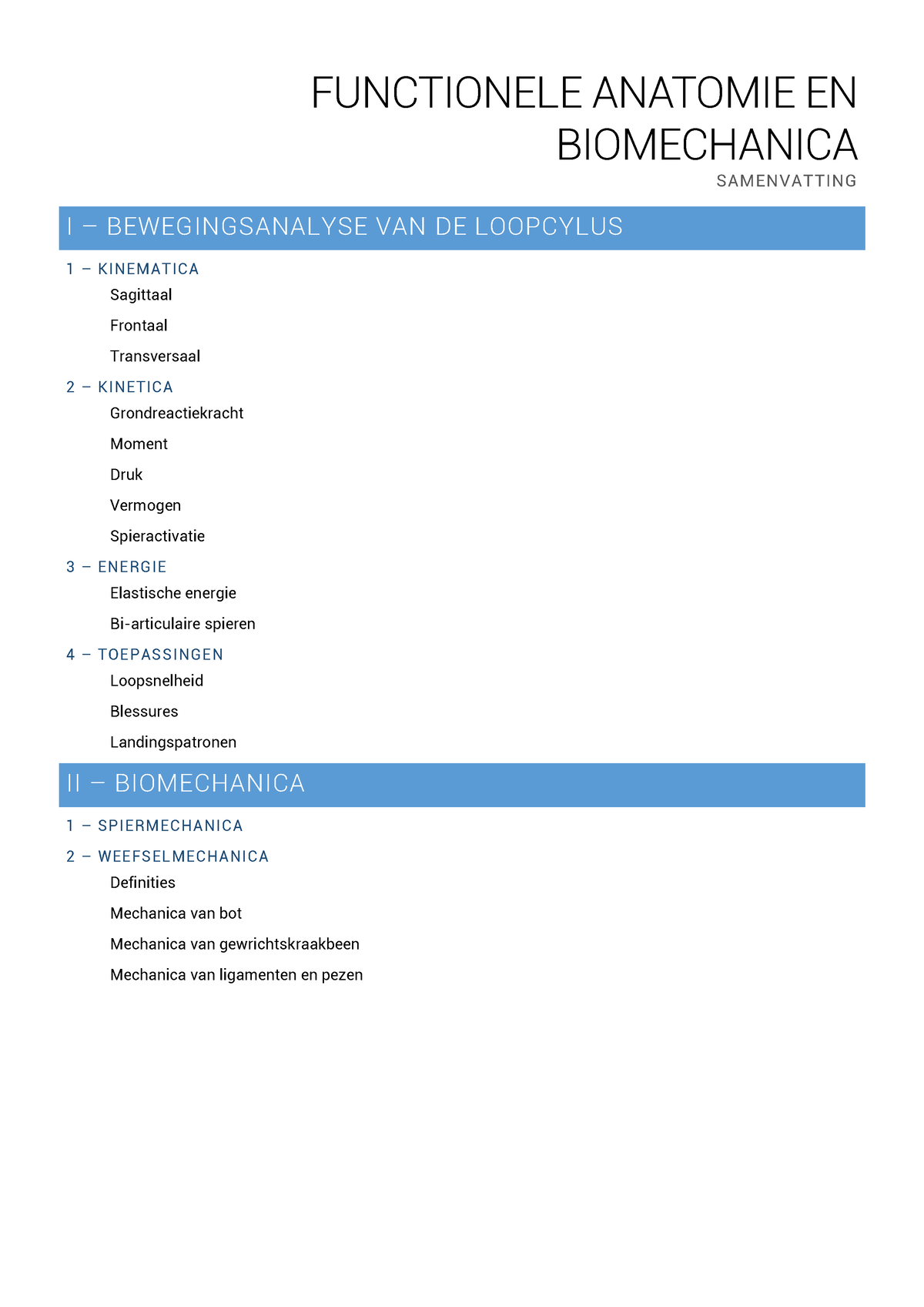 Samenvatting Functionele Anatomie En Biomechanica - FUNCTIONELE ...