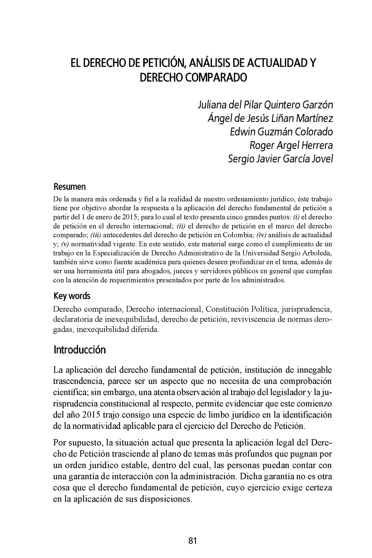 Articulo El Derecho De Petici{on, Analisis De Acualidad Y Derecho ...