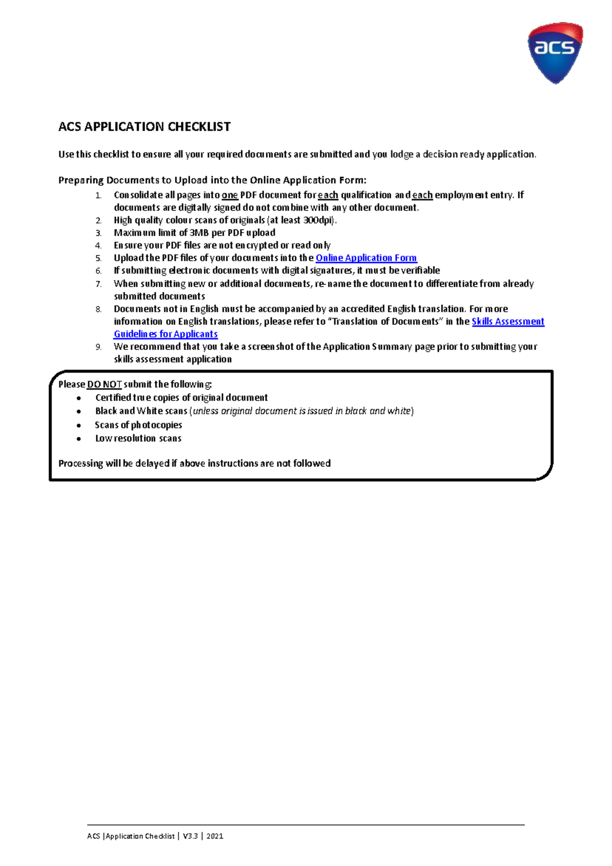 Application-Checklist - Please DO NOT submit the following: - Certified ...