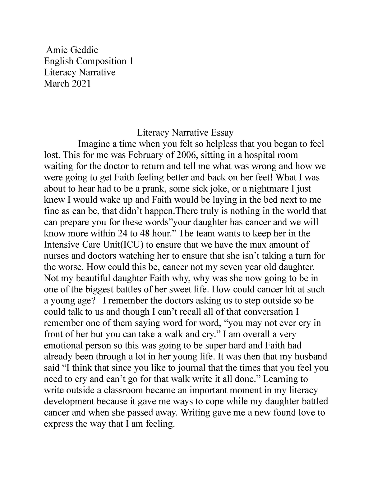 what is literacy narrative essay