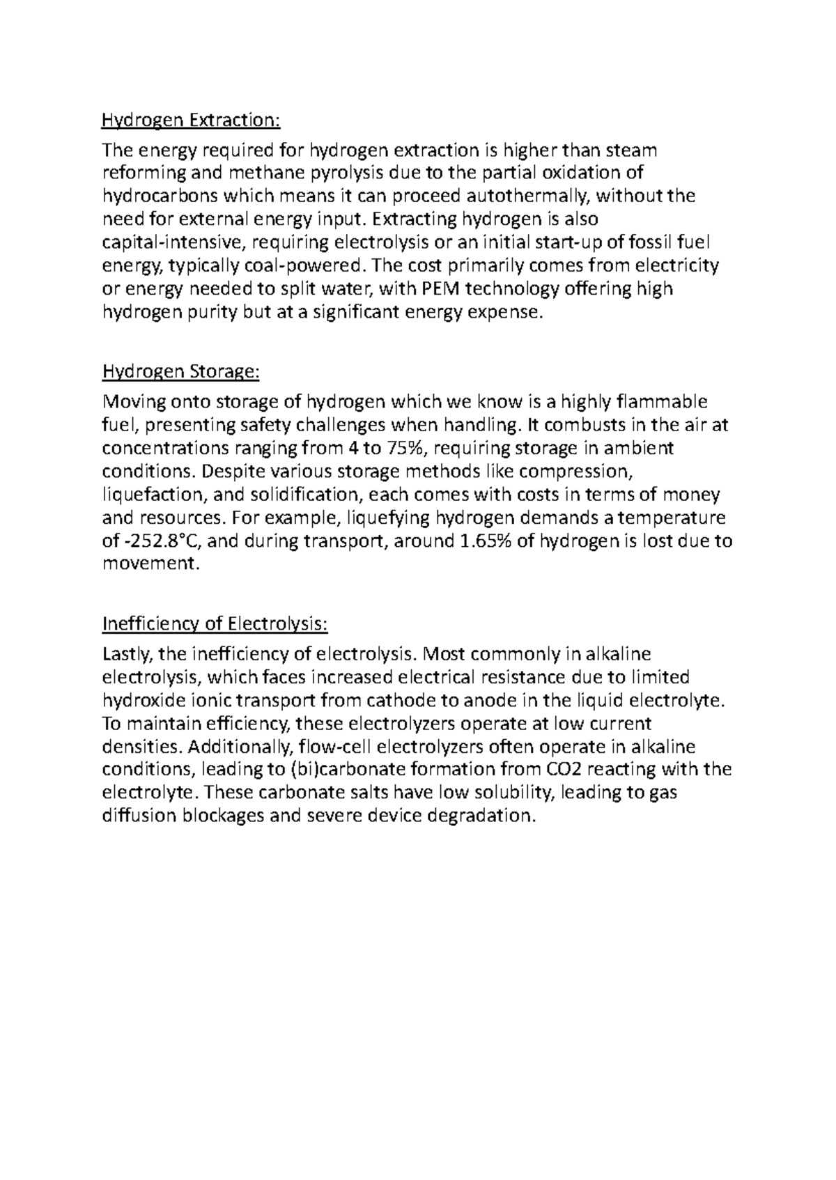 ENCH 350 Project Script - Hydrogen Extraction: The energy required for ...