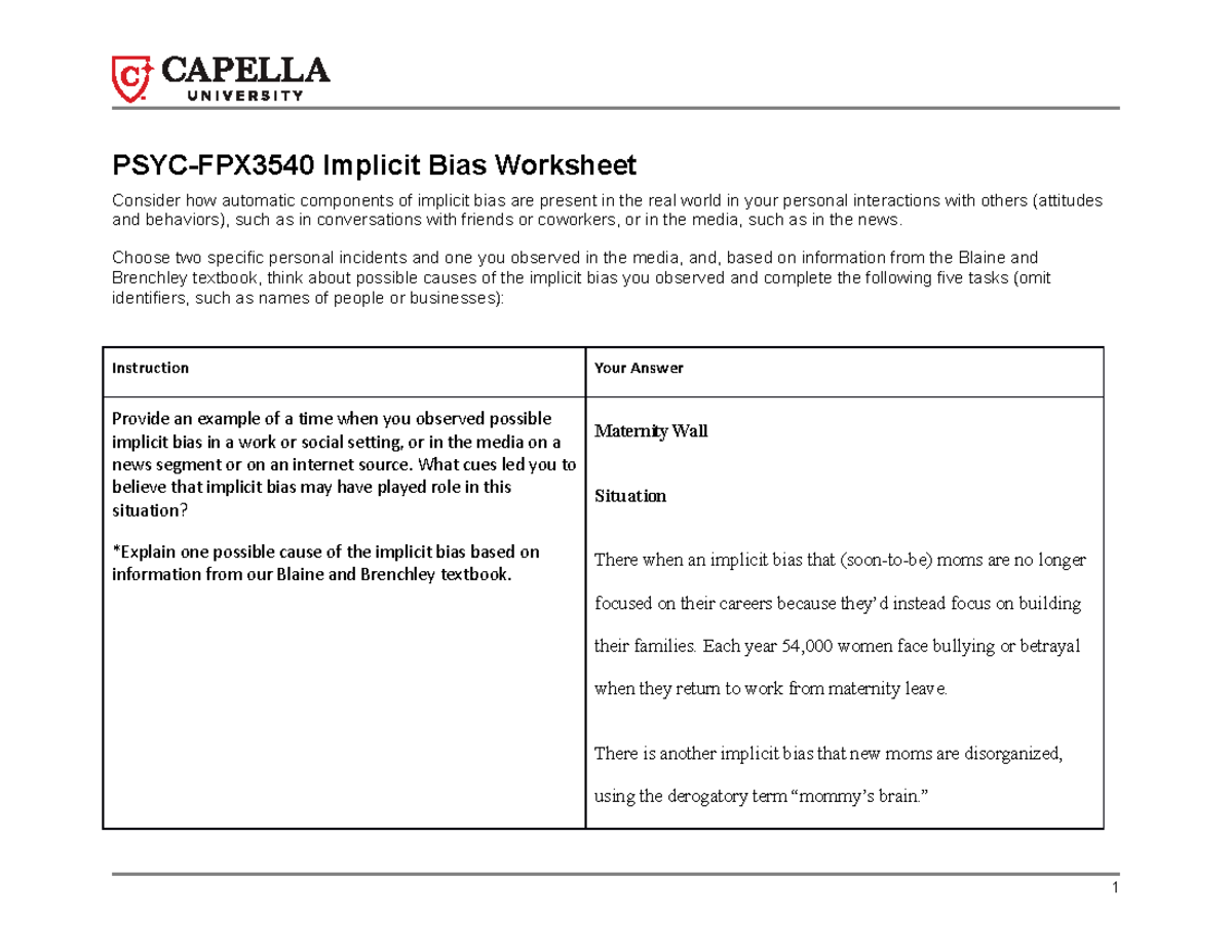 Cf PSYC3540 implicit bias worksheet - PSYC-FPX3540 Implicit Bias ...