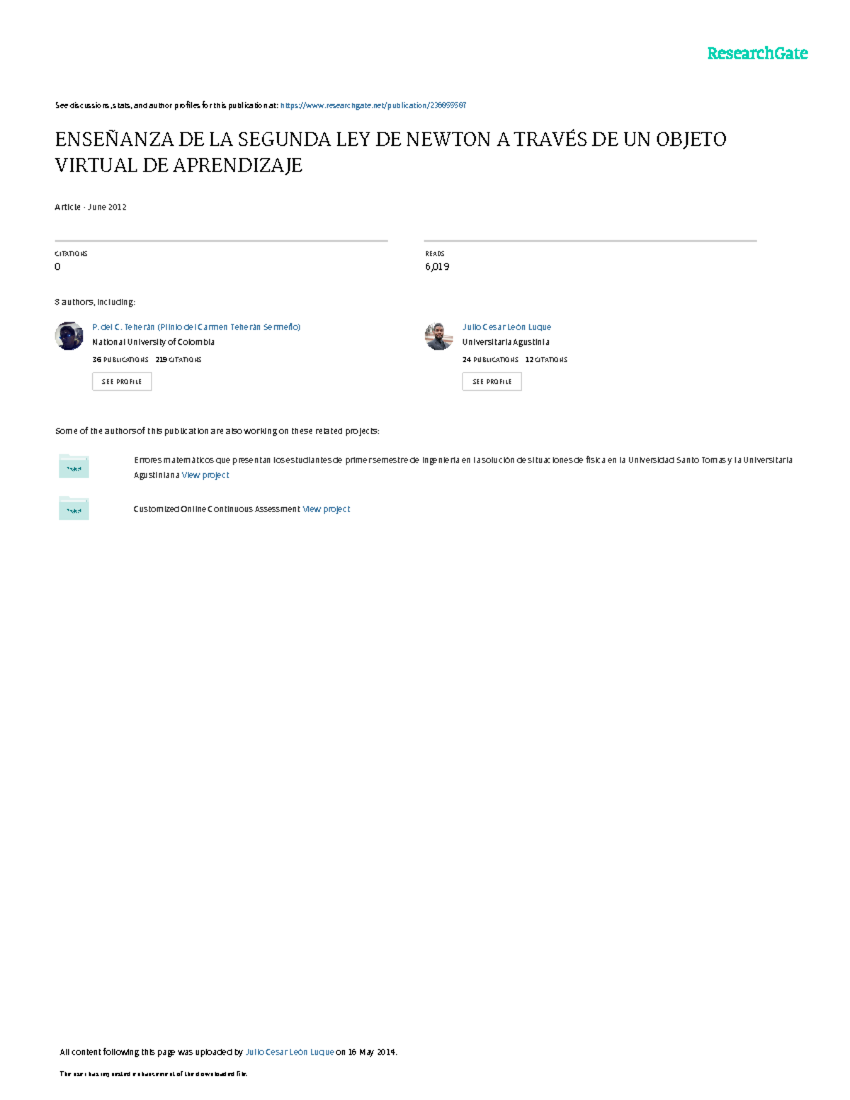 Tema 2 segunda ley de newton - See discussions, stats, and author ...