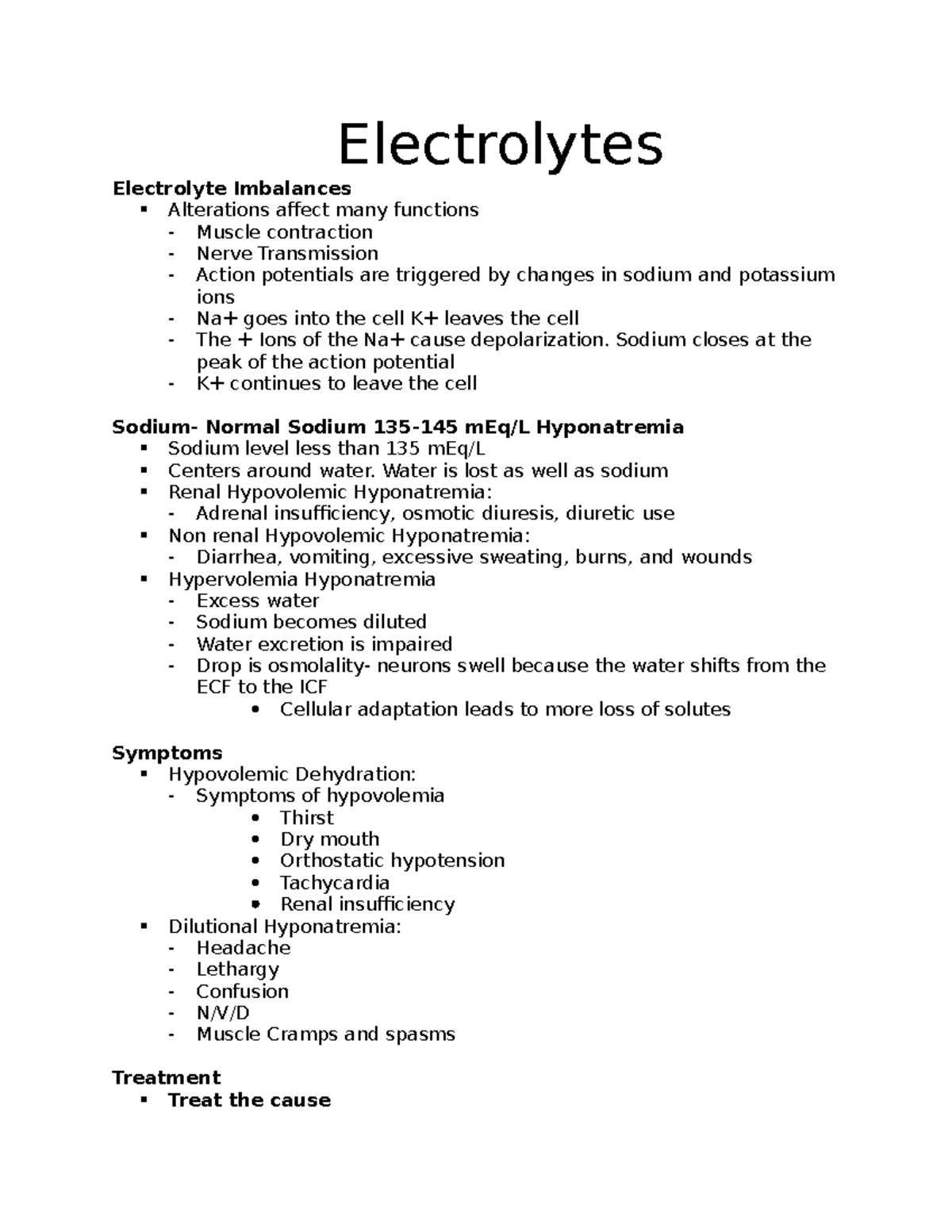 Electrolytes - Electrolytes Electrolyte Imbalances Alterations affect ...