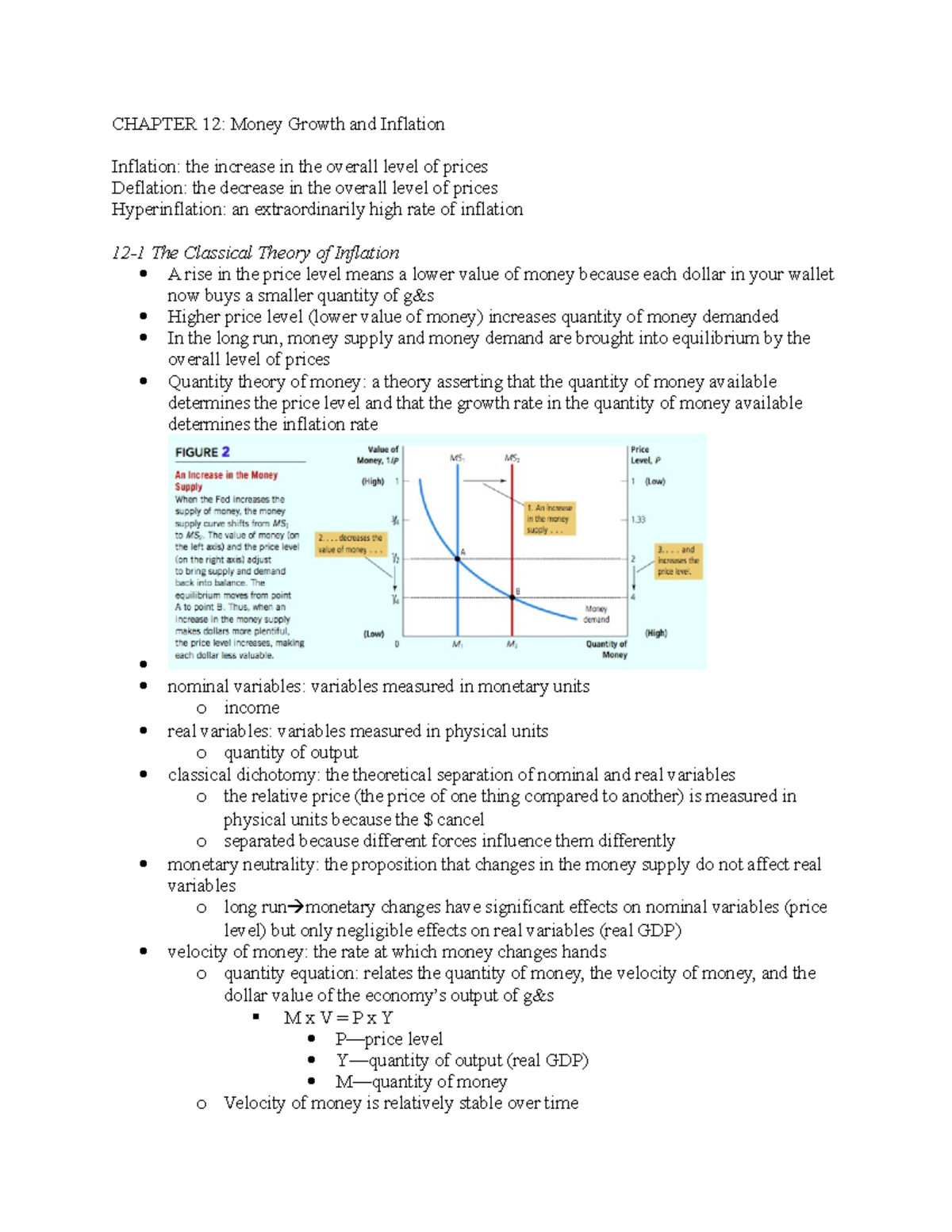 Ch 12 - Ch 12 - CHAPTER 12: Money Growth And Inflation Inflation: The ...