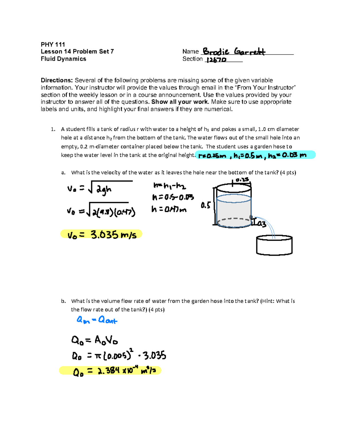 PHY111 16 - PHY 111 Lesson 14 Problem Set 7. - PHY 111 Lesson 14 ...