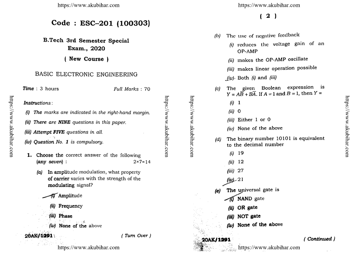 Btech 3 Sem Basic Electronic Engineering 100303 2020 - Social Science ...