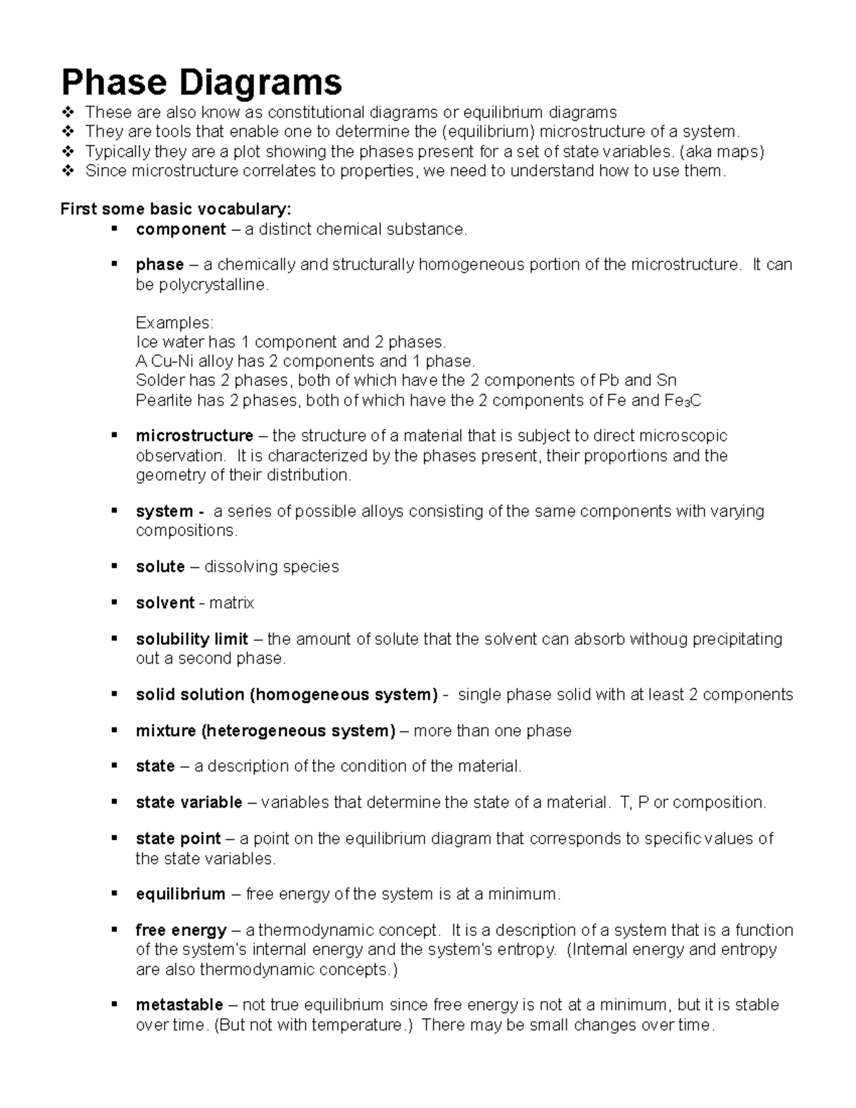Phase Diagrams - Lecture Handout 11 - Phase Diagrams These are also ...